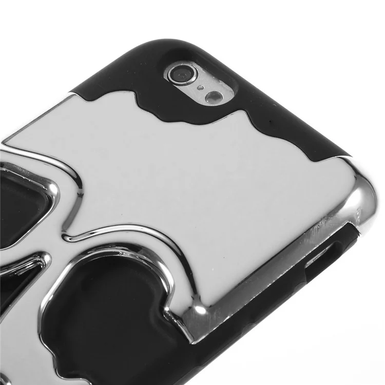 Skull Pattern Plastic + Silicone Hybrid Cover for iPhone 6s 6 - Silver