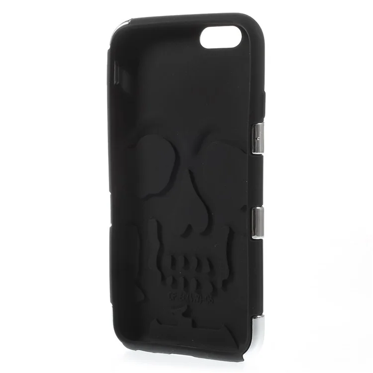Skull Pattern Plastic + Silicone Hybrid Cover for iPhone 6s 6 - Silver