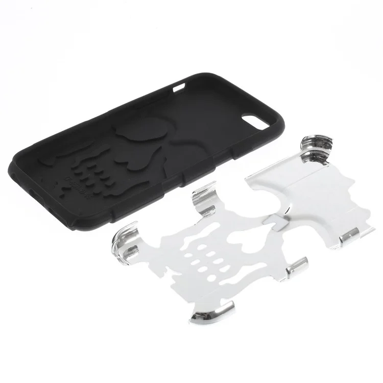 Skull Pattern Plastic + Silicone Hybrid Cover for iPhone 6s 6 - Silver