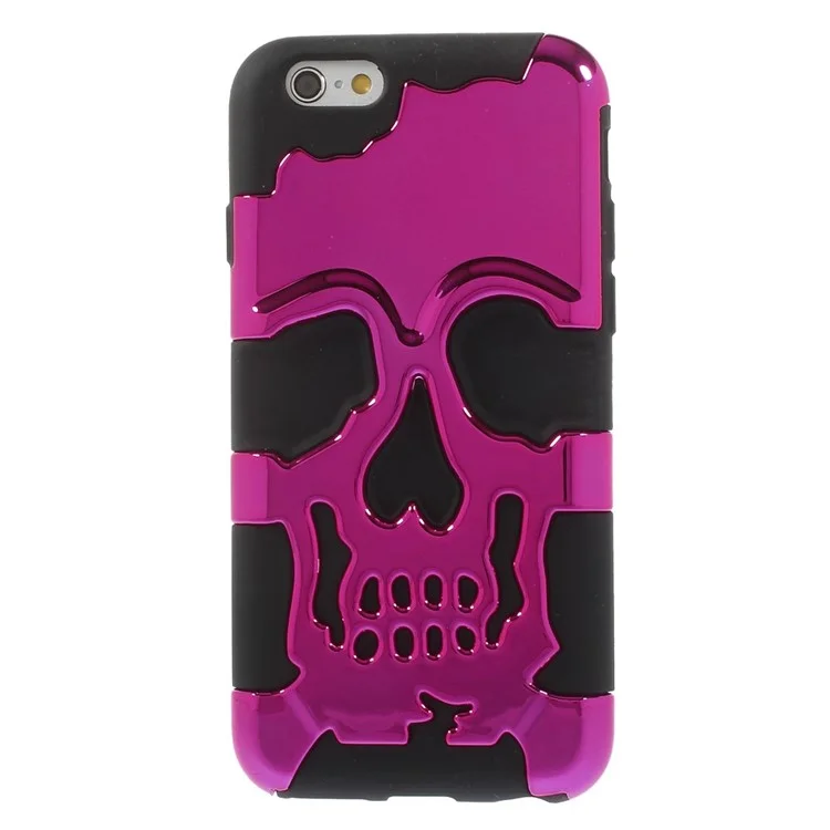 Skull Pattern Plastic + Silicone Hybrid Back Cover for iPhone 6s 6 - Rose