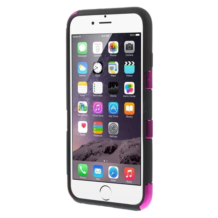 Skull Pattern Plastic + Silicone Hybrid Back Cover for iPhone 6s 6 - Rose