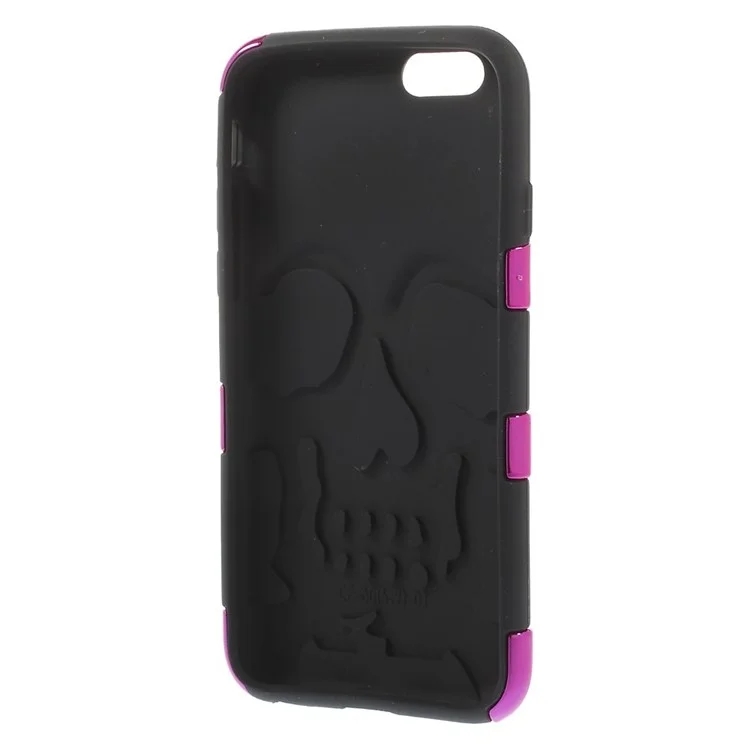 Skull Pattern Plastic + Silicone Hybrid Back Cover for iPhone 6s 6 - Rose