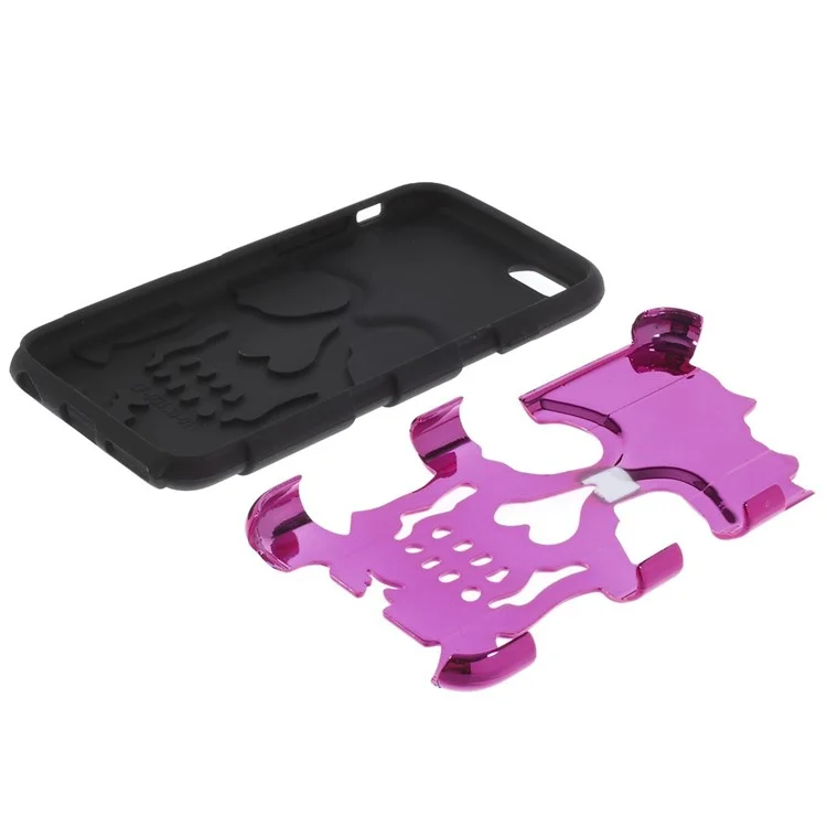 Skull Pattern Plastic + Silicone Hybrid Back Cover for iPhone 6s 6 - Rose
