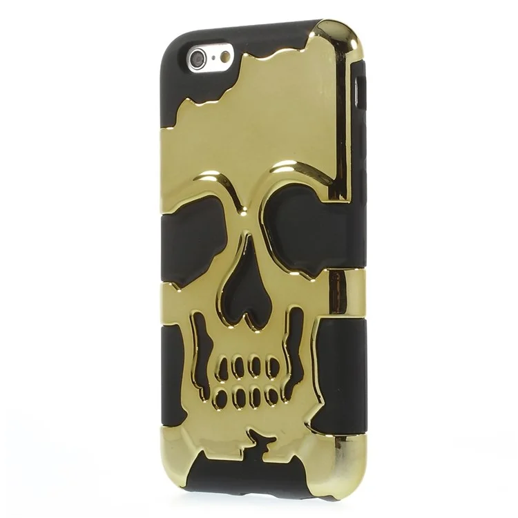 3D Skull Plastic + Silicone Hybrid Back Case for iPhone 6s 6 - Gold