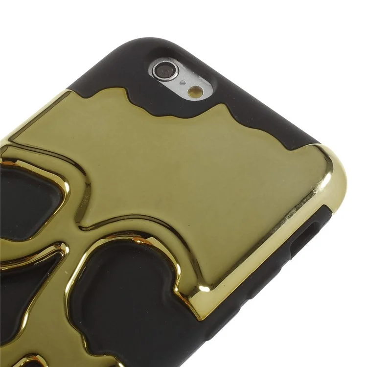 3D Skull Plastic + Silicone Hybrid Back Case for iPhone 6s 6 - Gold