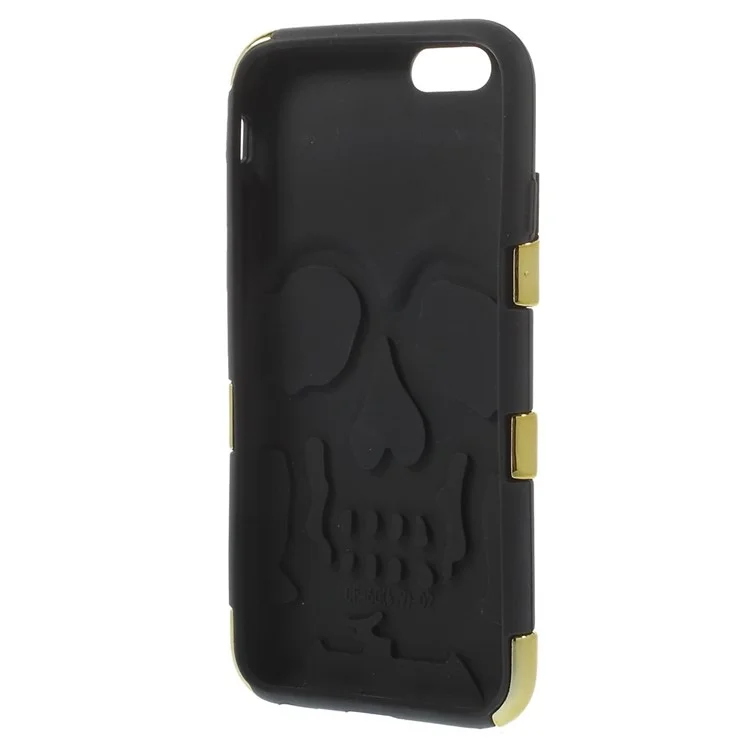 3D Skull Plastic + Silicone Hybrid Back Case for iPhone 6s 6 - Gold