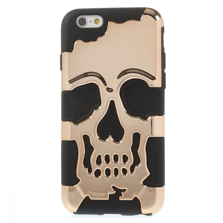 3D Skull Plastic + Silicone Hybrid Case for iPhone 6s 6 - Coppery