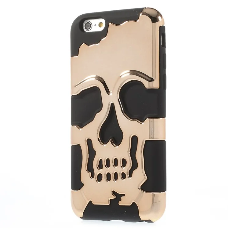 3D Skull Plastic + Silicone Hybrid Case for iPhone 6s 6 - Coppery