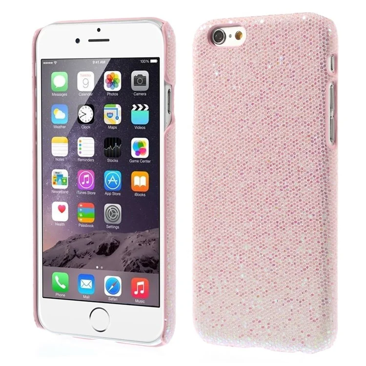 Glitter Sequins Leather Coated Hard Plastic Shell for iPhone 6s 6 - Pink