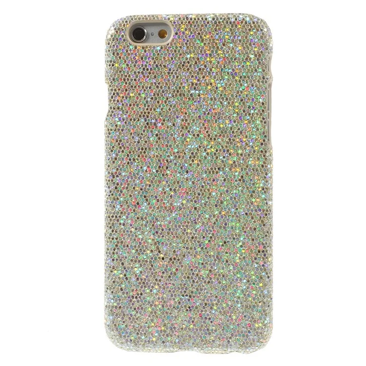 Glitter Sequins Leather Coated Hard Plastic Shell for iPhone 6s 6 - Champagne