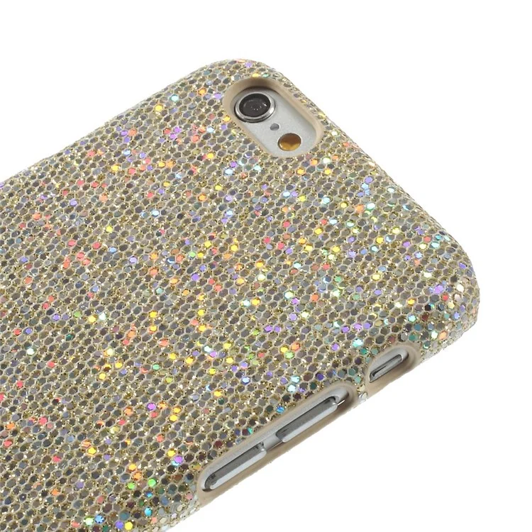 Glitter Sequins Leather Coated Hard Plastic Shell for iPhone 6s 6 - Champagne