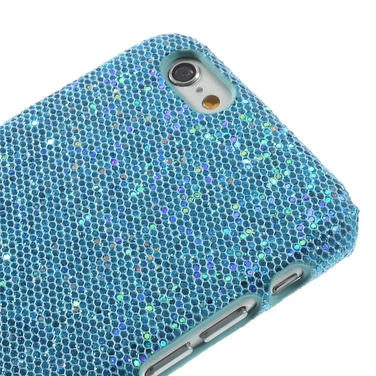 Glitter Sequins Leather Coated Hard Plastic Case Shell for iPhone 6s 6 - Blue