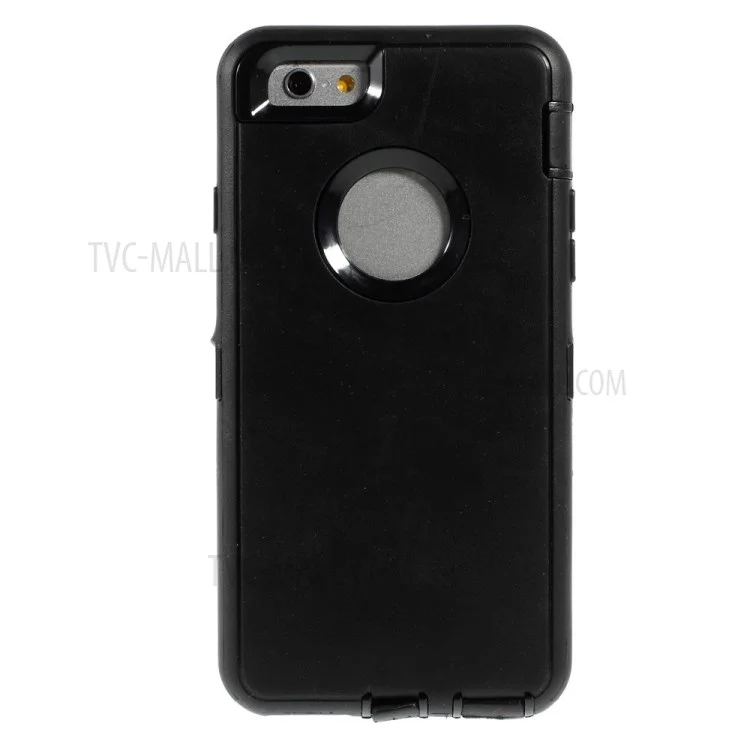 Shockproof PC + TPU Hybrid Case w/ Swivel Belt Clip Stand for iPhone 6s 6 - Black