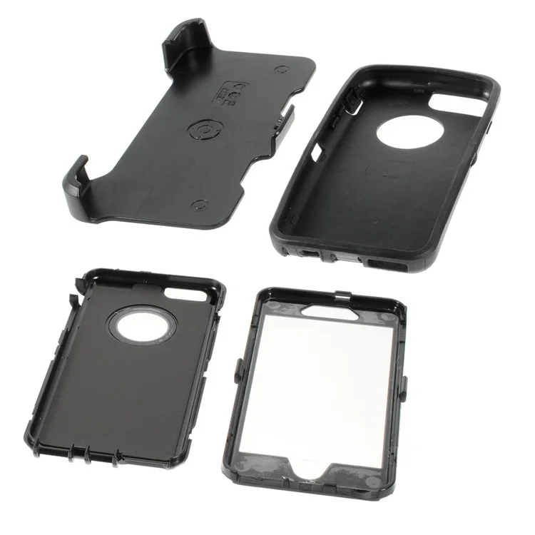 Shockproof PC + TPU Hybrid Case w/ Swivel Belt Clip Stand for iPhone 6s 6 - Black