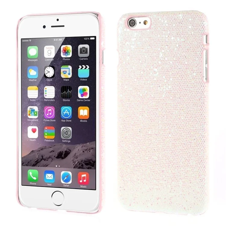Glitter Sequins Leather Coated Hard Plastic Case for iPhone 6 Plus / 6s Plus - White