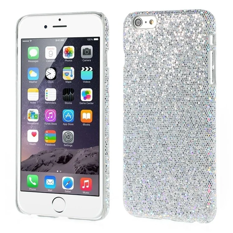 Glitter Sequins Leather Coated Hard Plastic Cover for iPhone 6 Plus / 6s Plus - Silver