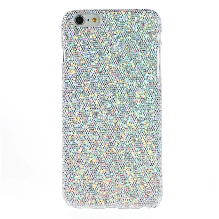 Glitter Sequins Leather Coated Hard Plastic Cover for iPhone 6 Plus / 6s Plus - Silver