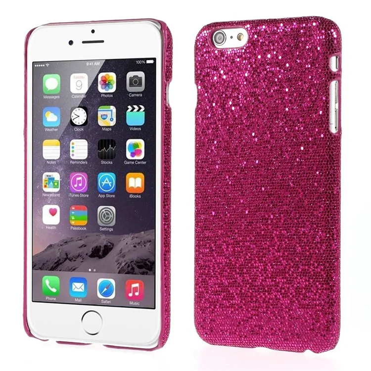 Glitter Sequins Leather Coated Hard Plastic Cover for iPhone 6 Plus / 6s Plus - Rose