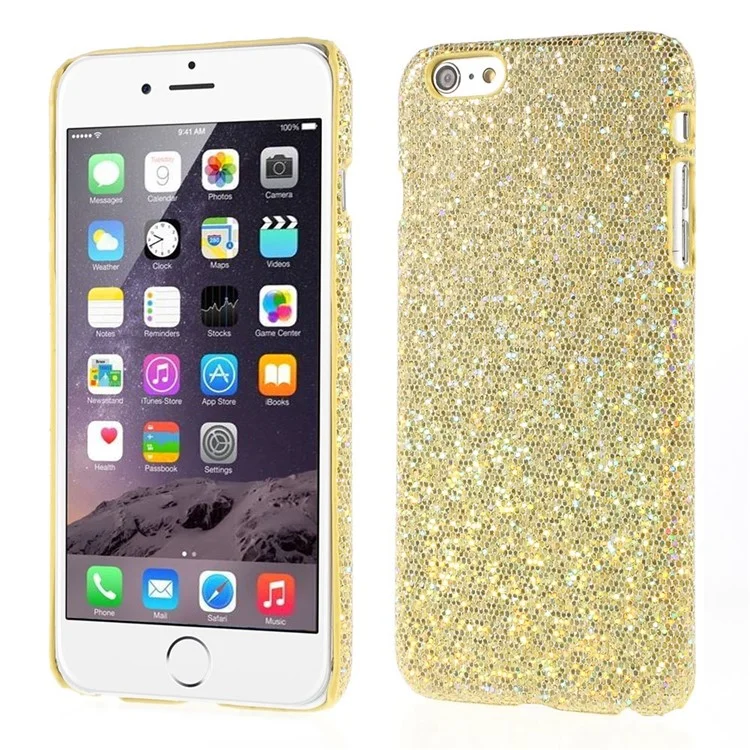 Glitter Sequins Leather Coated Hard Plastic Shell for iPhone 6 Plus / 6s Plus - Yellow