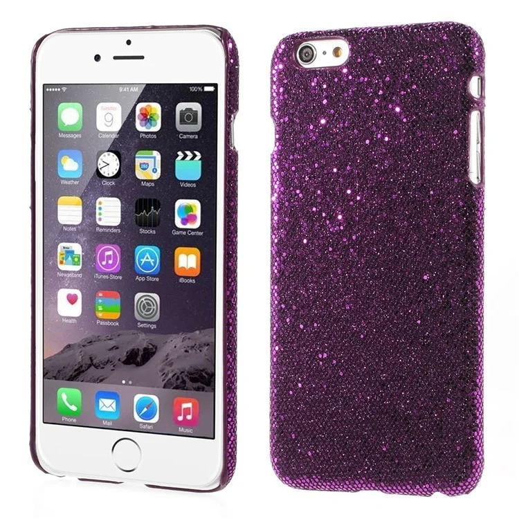 Glitter Sequins Leather Coated Plastic Skin Shell for iPhone 6 Plus / 6s Plus - Deep Purple