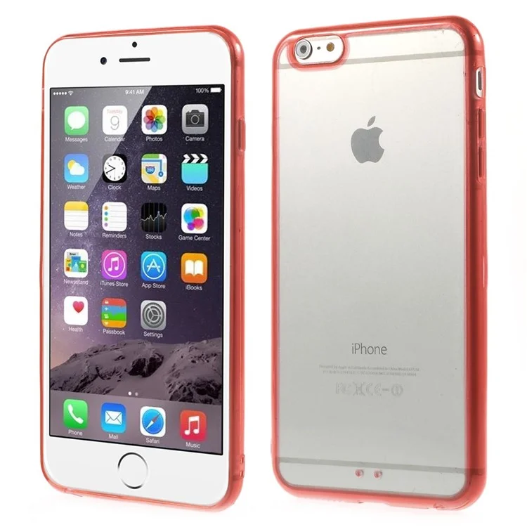 TPU Edge + Crystal Acrylic Back Hybrid Case Shell for iPhone 6s Plus / 6 Plus - Red