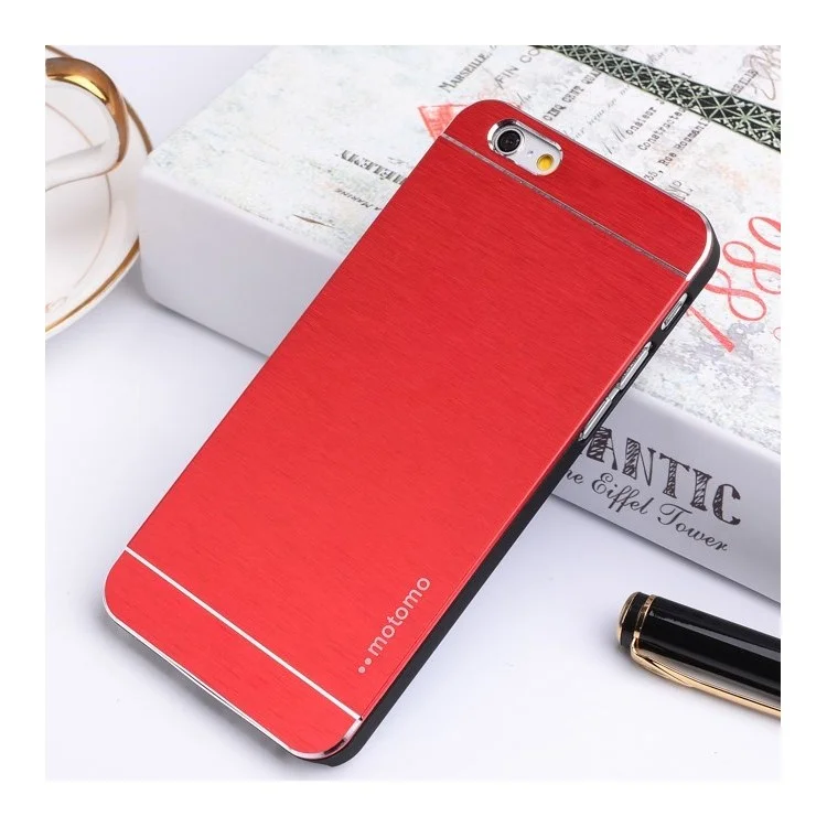 MOTOMO Brushed Aluminum Skin Hard Plastic Case for iPhone 6s 6 - Red