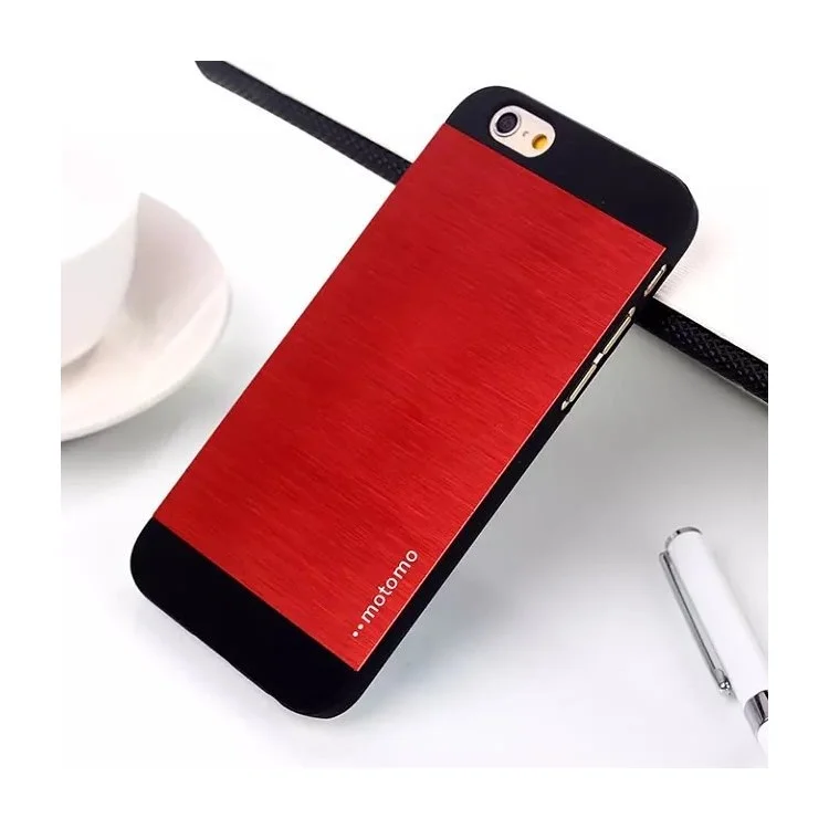 MOTOMO Brushed Aluminum Middle Skin Plastic Cover for iPhone 6s Plus / 6 Plus - Red