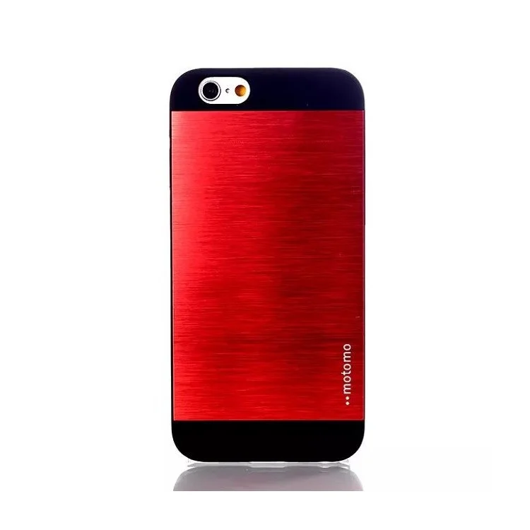 MOTOMO Brushed Aluminum Middle Skin Plastic Cover for iPhone 6s Plus / 6 Plus - Red