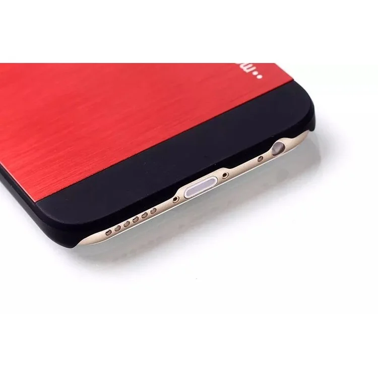 MOTOMO Brushed Aluminum Middle Skin Plastic Cover for iPhone 6s Plus / 6 Plus - Red