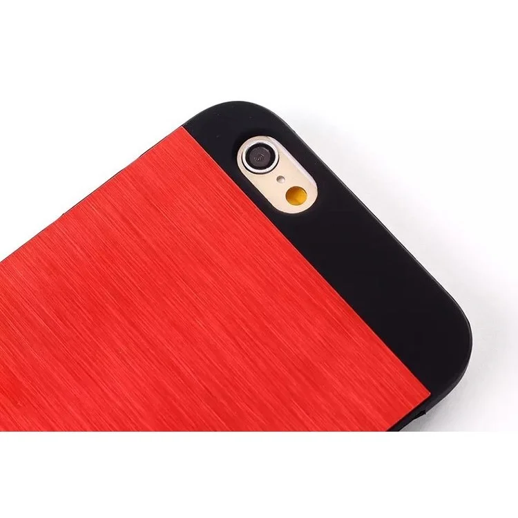 MOTOMO Brushed Aluminum Middle Skin Plastic Cover for iPhone 6s Plus / 6 Plus - Red