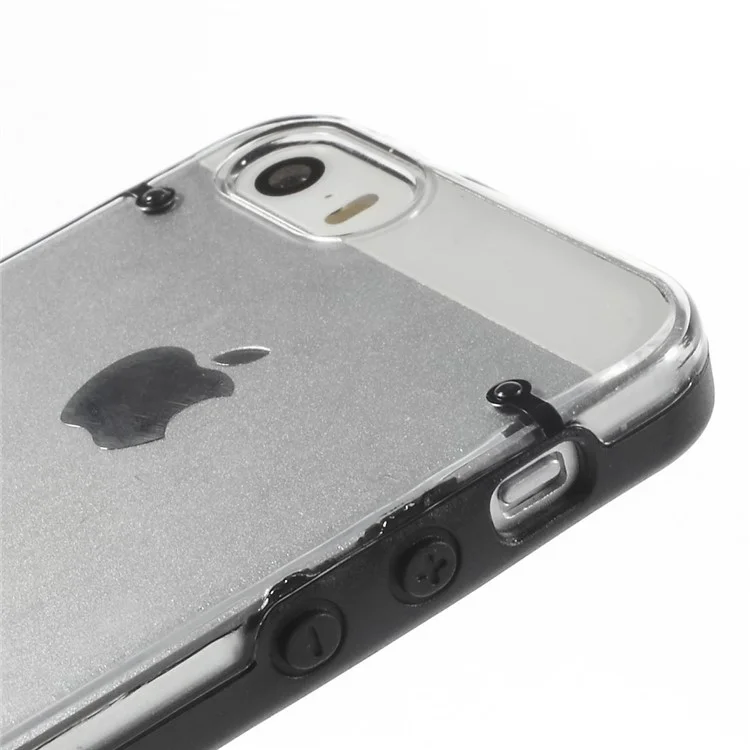 Black Luminous Glow TPU Edges & Crystal PC Back Case for iPhone SE 5s 5