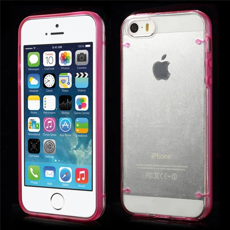 Rose Luminous Glow TPU Edges & Crystal PC Back Cover for iPhone SE 5s 5