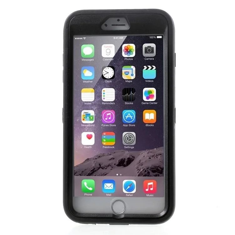 4-Piece PC & TPU Heavy Duty Case for iPhone 6s Plus / 6 Plus w/ Swivel Belt Clip - Black