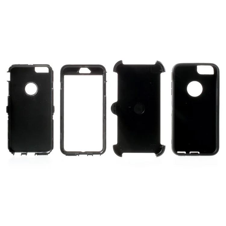 4-Piece PC & TPU Heavy Duty Case for iPhone 6s Plus / 6 Plus w/ Swivel Belt Clip - Black