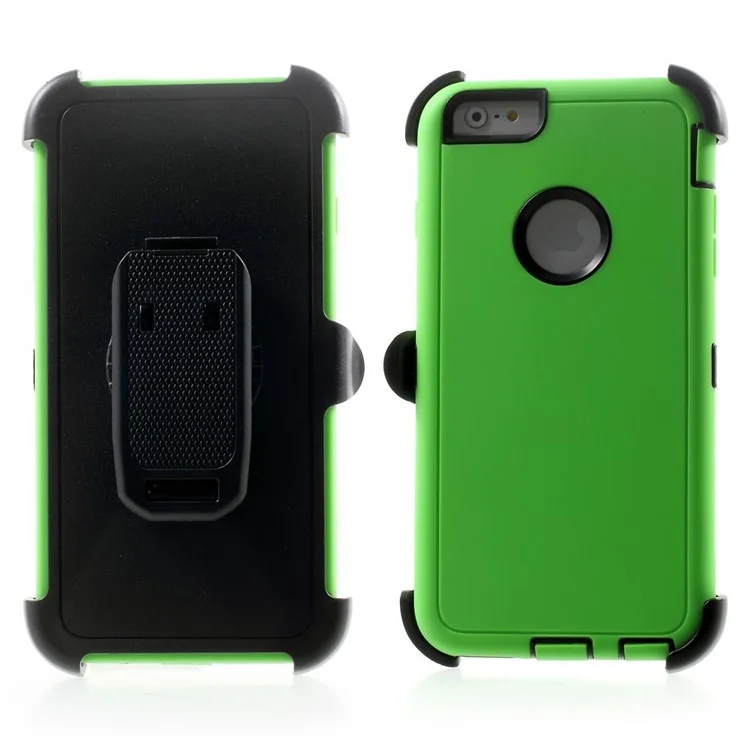 4-Piece PC & TPU Heavy Duty Cover for iPhone 6s Plus / 6 Plus w/ Swivel Belt Clip - Green