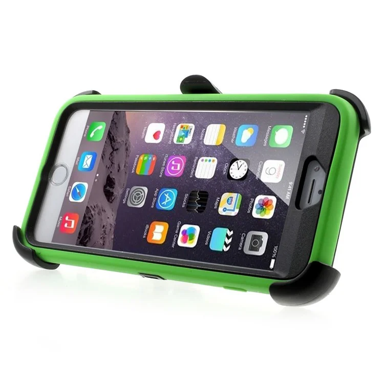 4-Piece PC & TPU Heavy Duty Cover for iPhone 6s Plus / 6 Plus w/ Swivel Belt Clip - Green