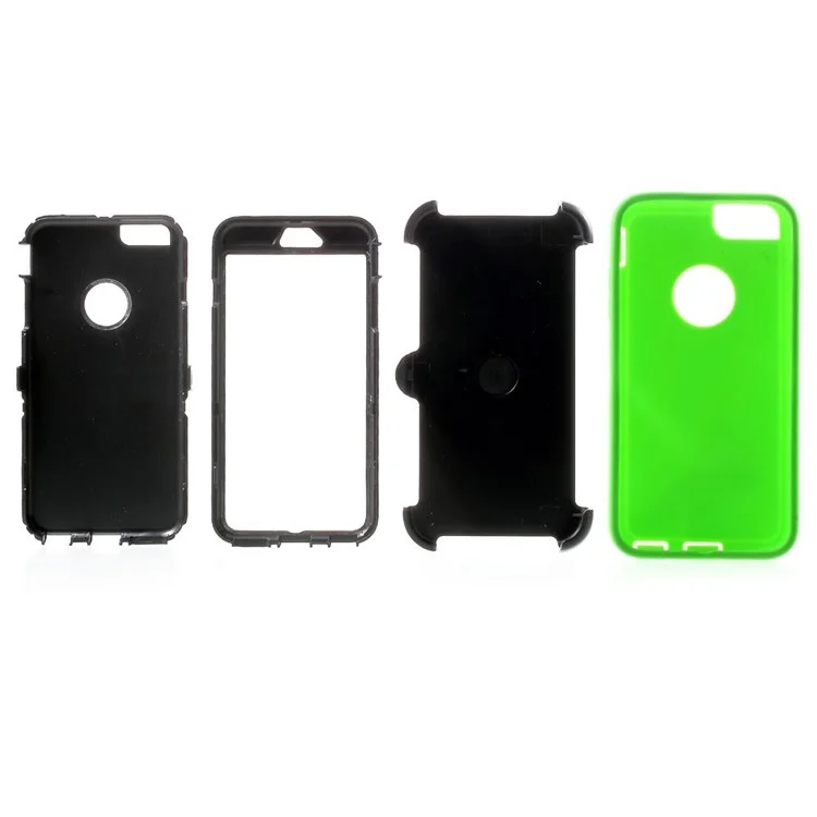 4-Piece PC & TPU Heavy Duty Cover for iPhone 6s Plus / 6 Plus w/ Swivel Belt Clip - Green