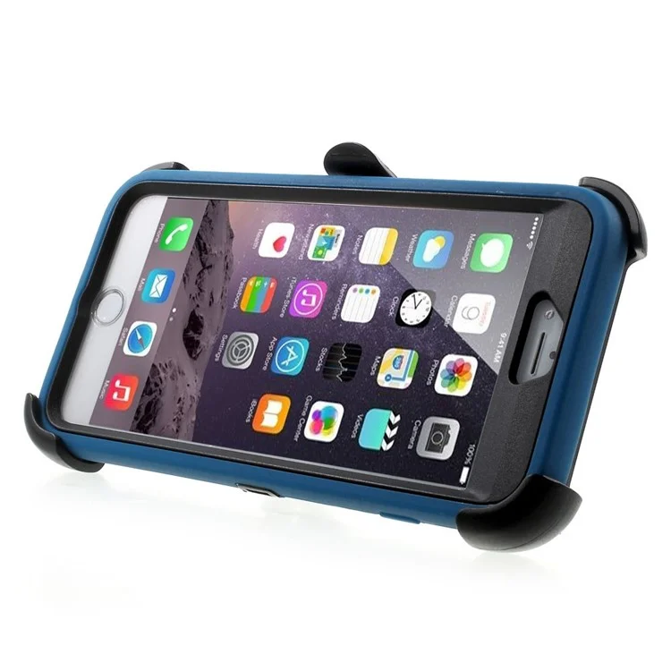 4-Piece PC & TPU Heavy Duty Shell For iPhone 6s Plus / 6 Plus 5.5 inch w/ Swivel Belt Clip - Blue