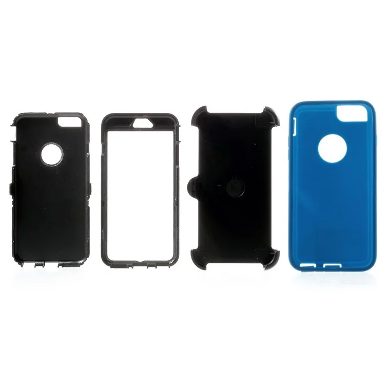 4-Piece PC & TPU Heavy Duty Shell For iPhone 6s Plus / 6 Plus 5.5 inch w/ Swivel Belt Clip - Blue