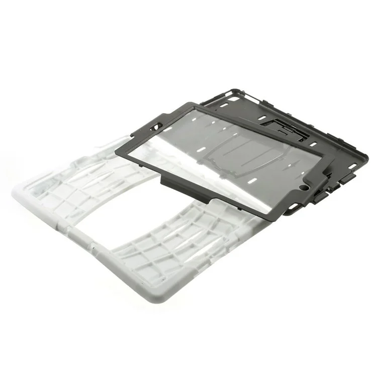 Rugged Plastic + Silicone Full Protection Combo Cover w/ Kickstand for iPad Air 2 - White