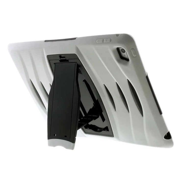 Rugged Plastic + Silicone Full Protection Combo Cover w/ Kickstand for iPad Air 2 - White
