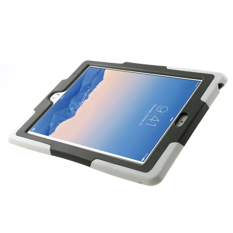 Rugged Plastic + Silicone Full Protection Combo Cover w/ Kickstand for iPad Air 2 - White