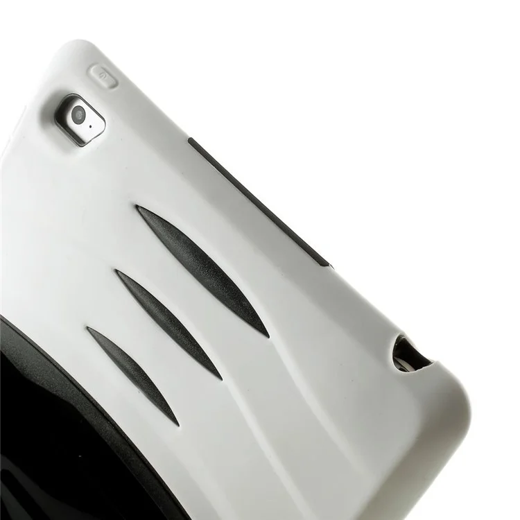 Rugged Plastic + Silicone Full Protection Combo Cover w/ Kickstand for iPad Air 2 - White