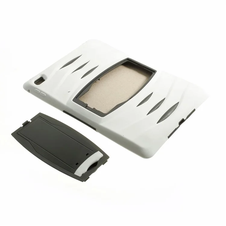 Rugged Plastic + Silicone Full Protection Combo Cover w/ Kickstand for iPad Air 2 - White