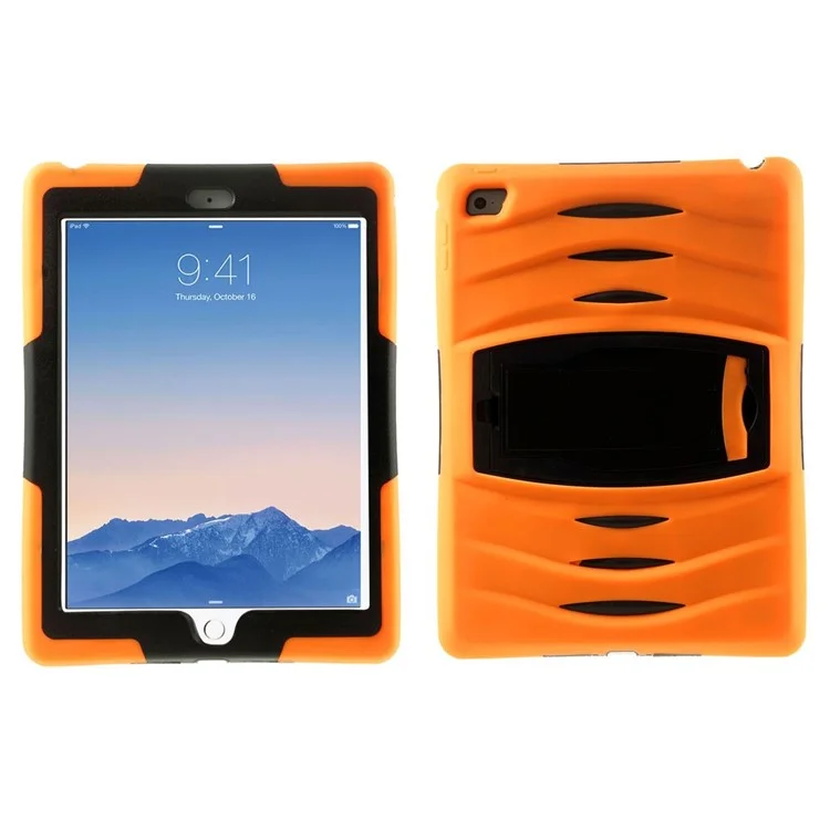 Rugged Plastic + Silicone Full Protection Combo Shield Case w/ Kickstand for iPad Air 2 - Orange