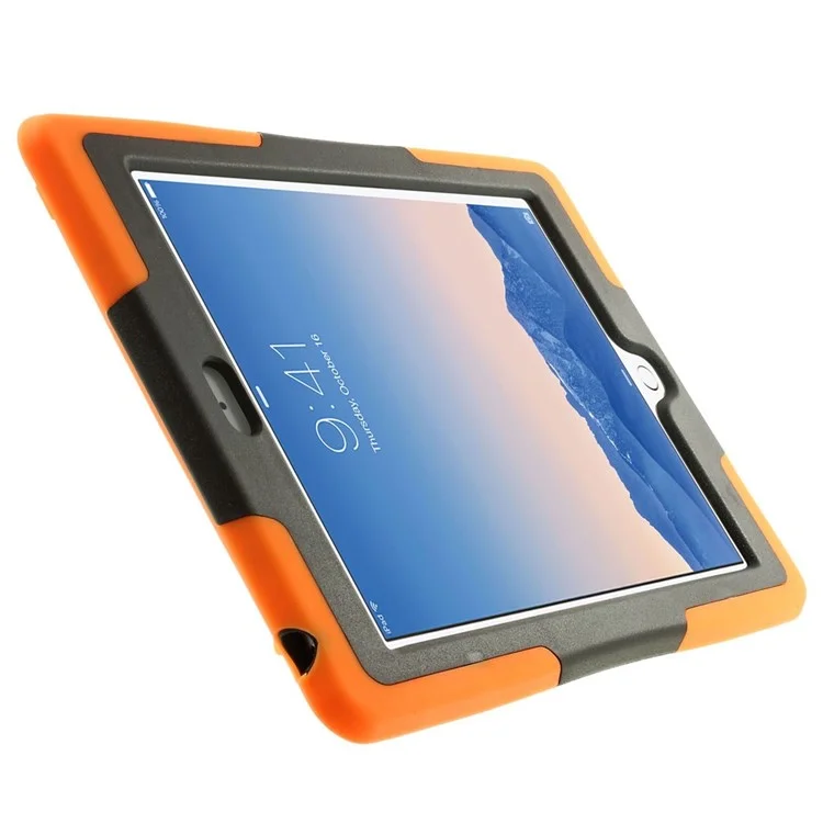 Rugged Plastic + Silicone Full Protection Combo Shield Case w/ Kickstand for iPad Air 2 - Orange