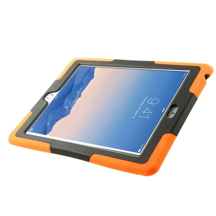 Rugged Plastic + Silicone Full Protection Combo Shield Case w/ Kickstand for iPad Air 2 - Orange