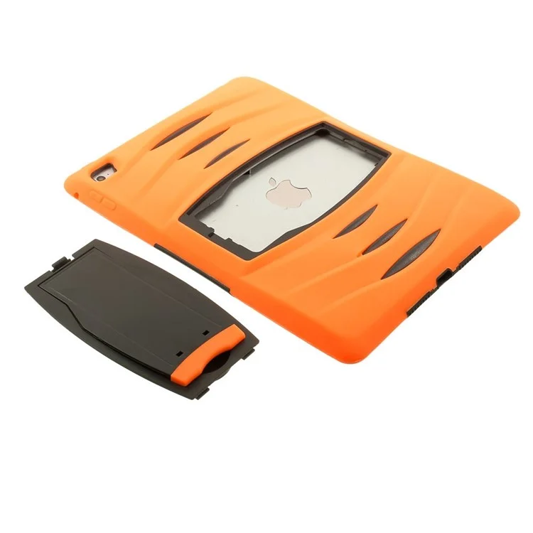 Rugged Plastic + Silicone Full Protection Combo Shield Case w/ Kickstand for iPad Air 2 - Orange