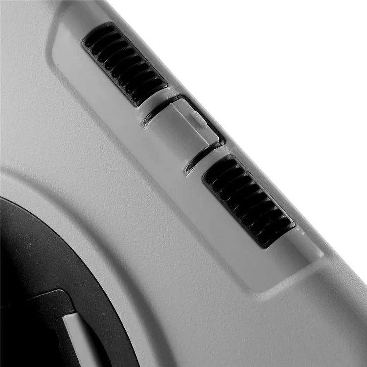 Grey Heavy Duty TPU & Snap-on PC Case for iPad Air 2 w/ Rotary Kickstand & Handstrap