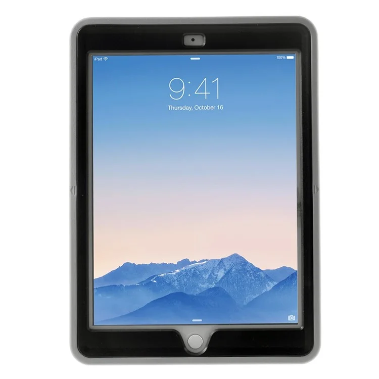 Grey Heavy Duty TPU & Snap-on PC Case for iPad Air 2 w/ Rotary Kickstand & Handstrap